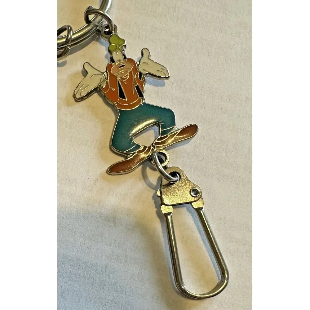 Disney Characters Keychain Metal & Enamel Mickey Head Split Ring w 3 Characters
